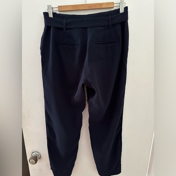 RW&CO Navy : Crepe Paperbag Ankle Pant with Sash/Belt - Picture 2 of 4